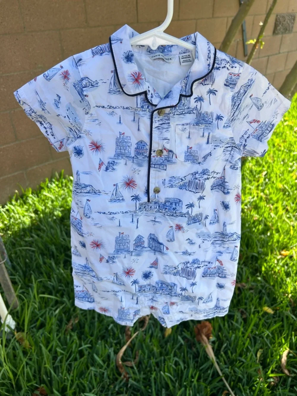 Kids Blue & White Nautical Print Short-Sleeve